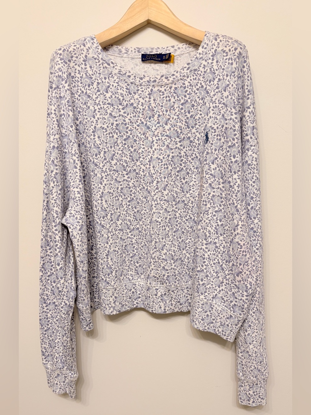Polo Ralph Lauren blue purple floral cotton sweatshirt sz xl X-Large new